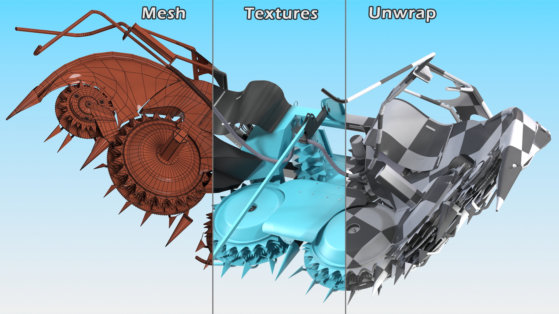 3D Harvester Corn Header Semi-Folded model