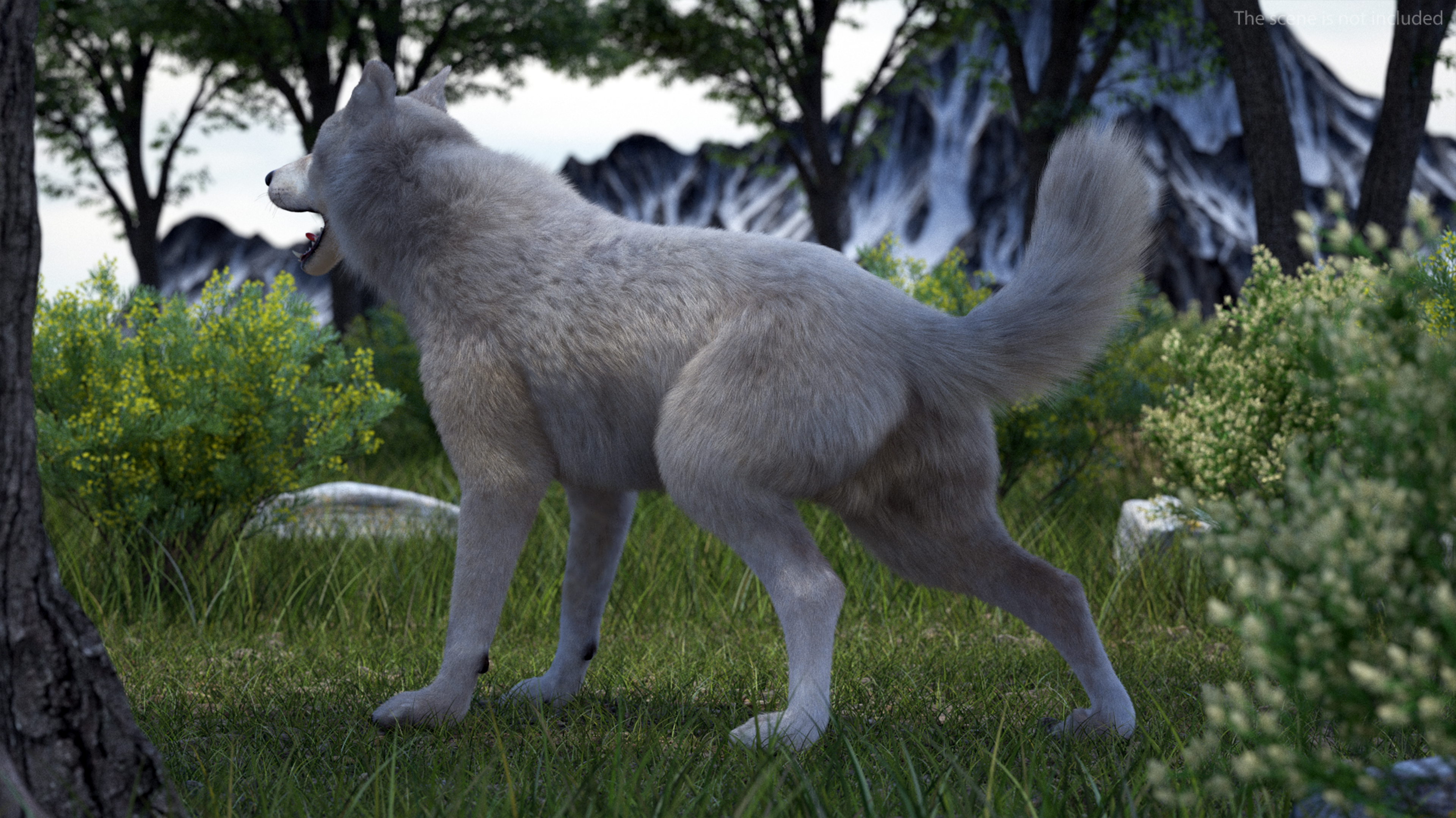 Arctic Wolf Fur Rigged 3D