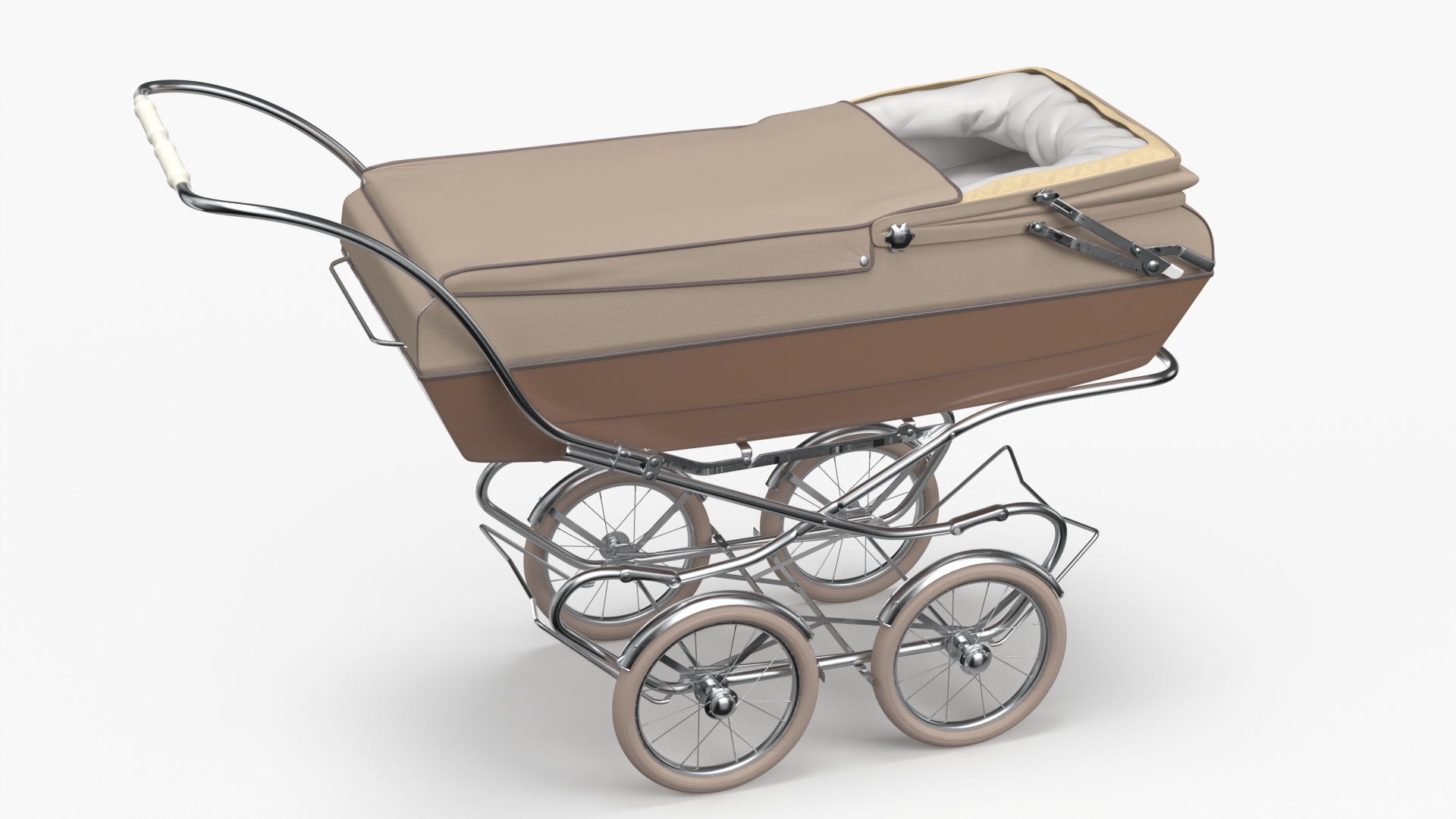 Antique Child Sleeping Pram Open Canopy 3D model