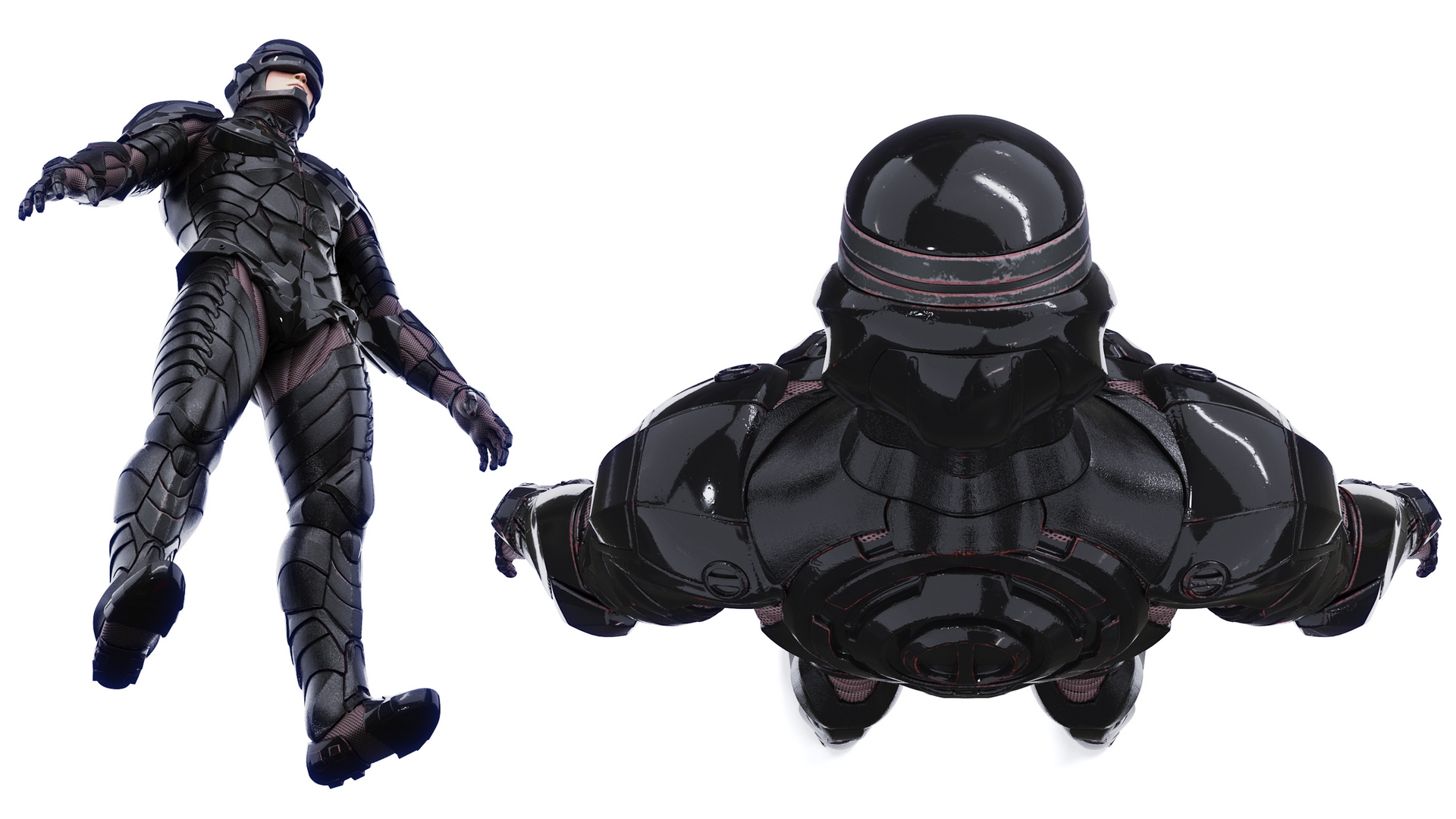 3D Concept Futuristic Soldier in Black Armor