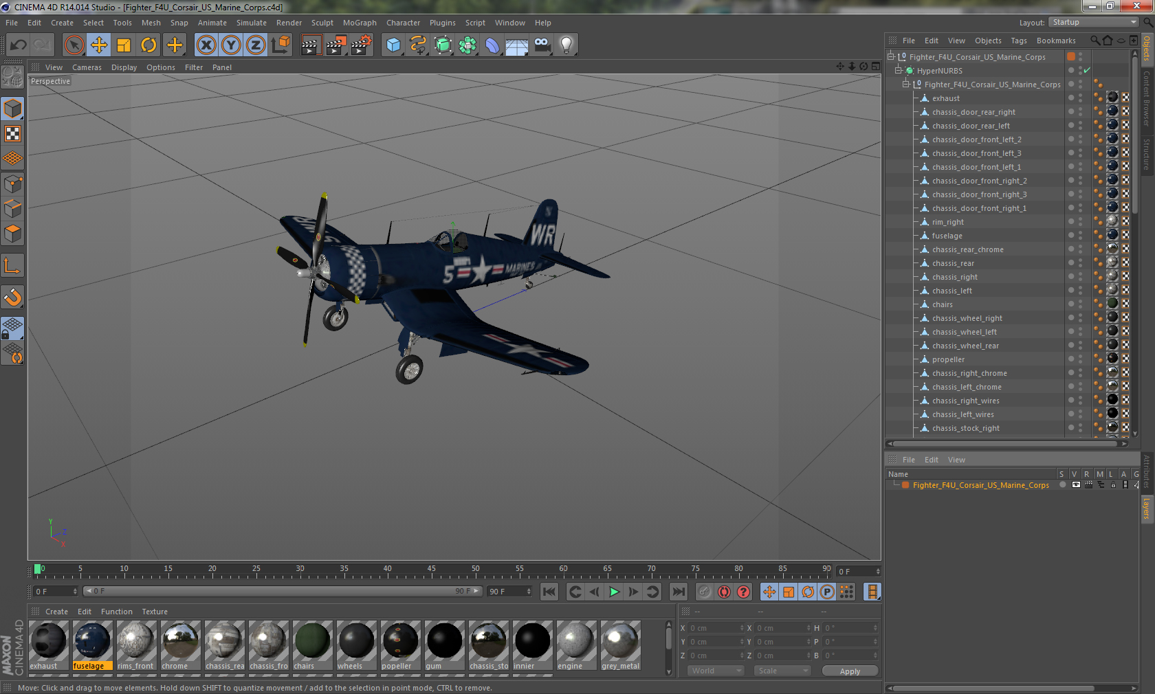 3D model Fighter F4U Corsair US Marine Corps