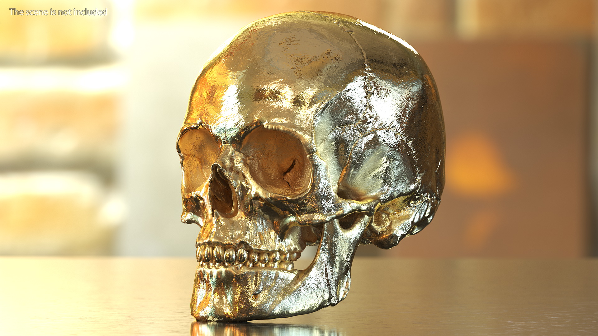 Female Human Skull Gold Metal 3D model