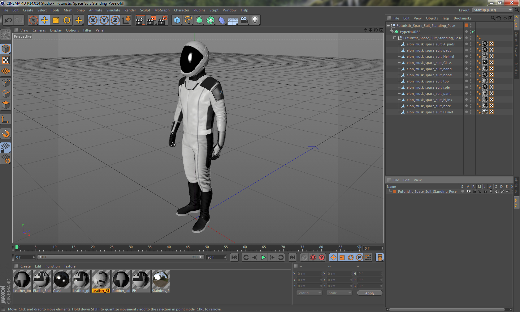 3D model Futuristic Space Suit Standing Pose