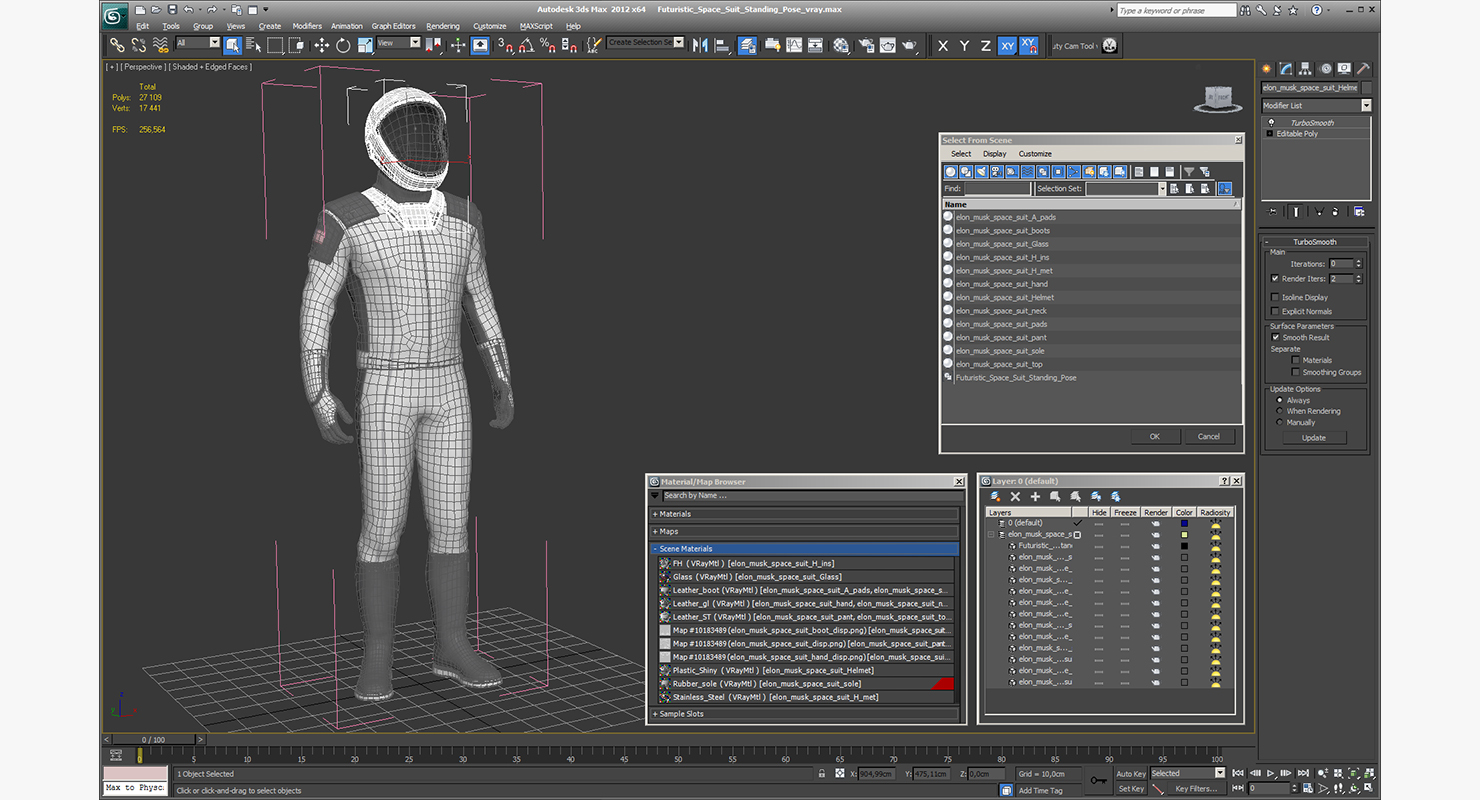 3D model Futuristic Space Suit Standing Pose