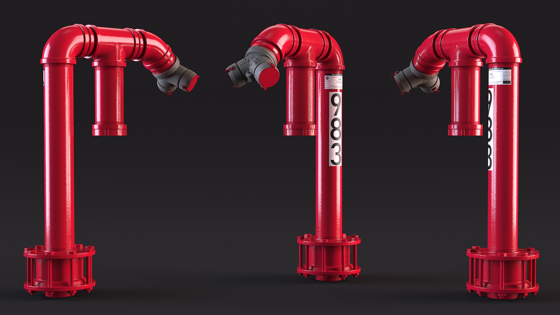 3D Double Pipe Fire Hydrant New model