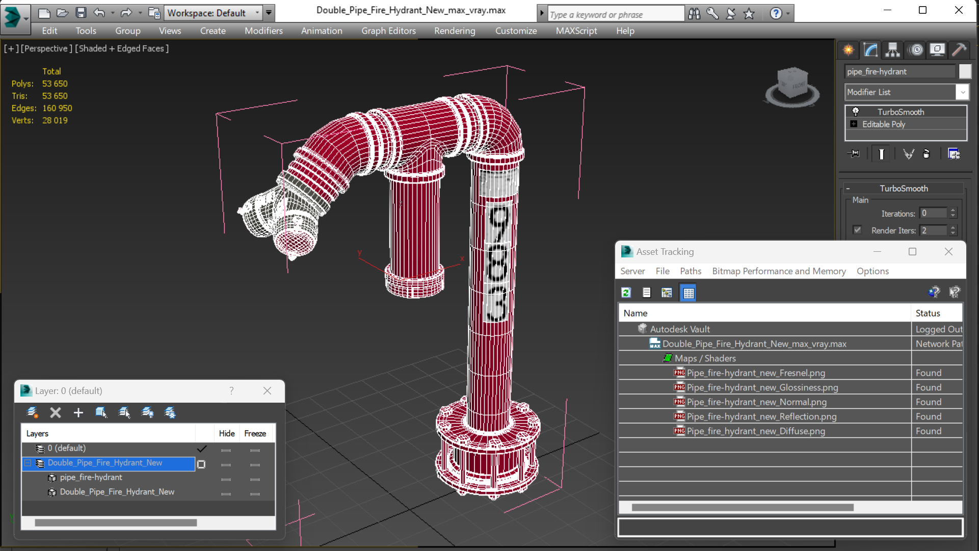 3D Double Pipe Fire Hydrant New model