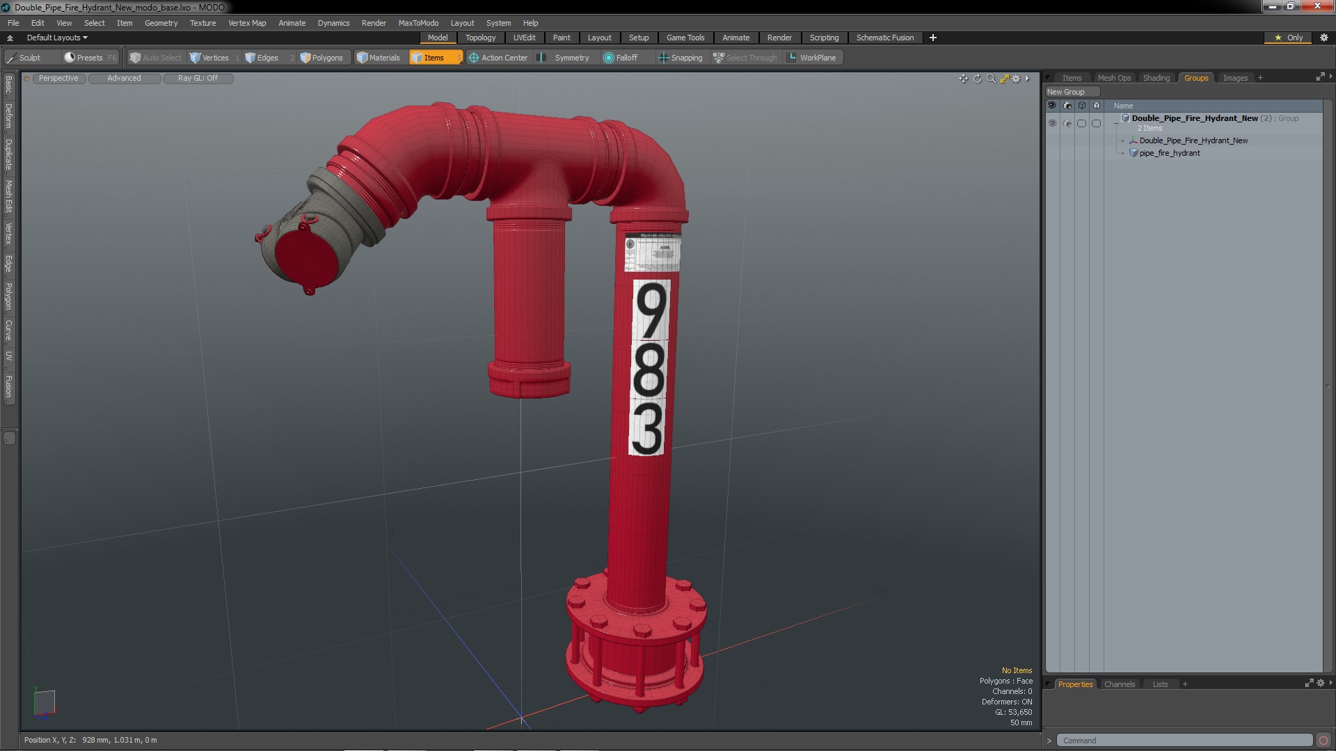 3D Double Pipe Fire Hydrant New model