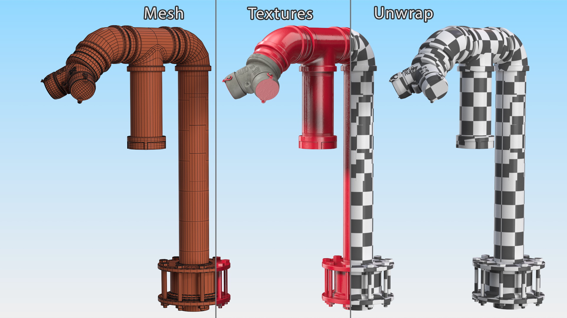 3D Double Pipe Fire Hydrant New model