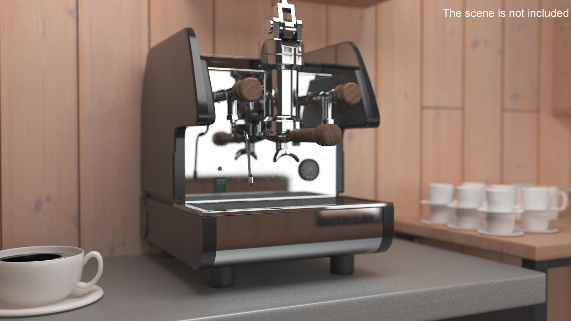 3D La Pavoni BAR T 1L Espresso Machine Chrome and Wood