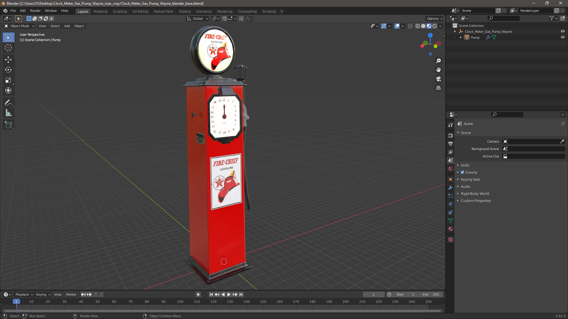 3D Clock Meter Gas Pump Wayne