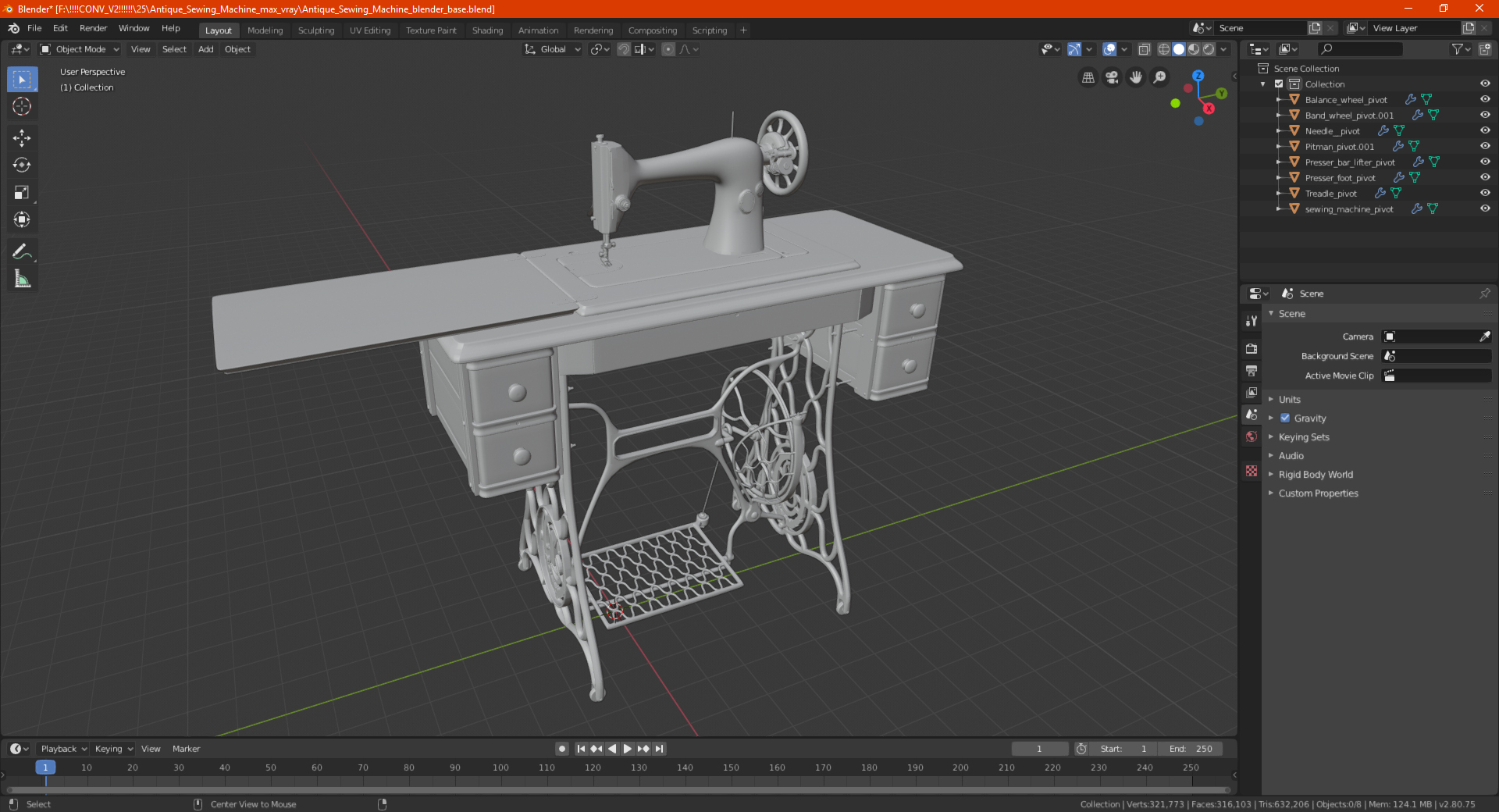 Antique Sewing Machine 3D