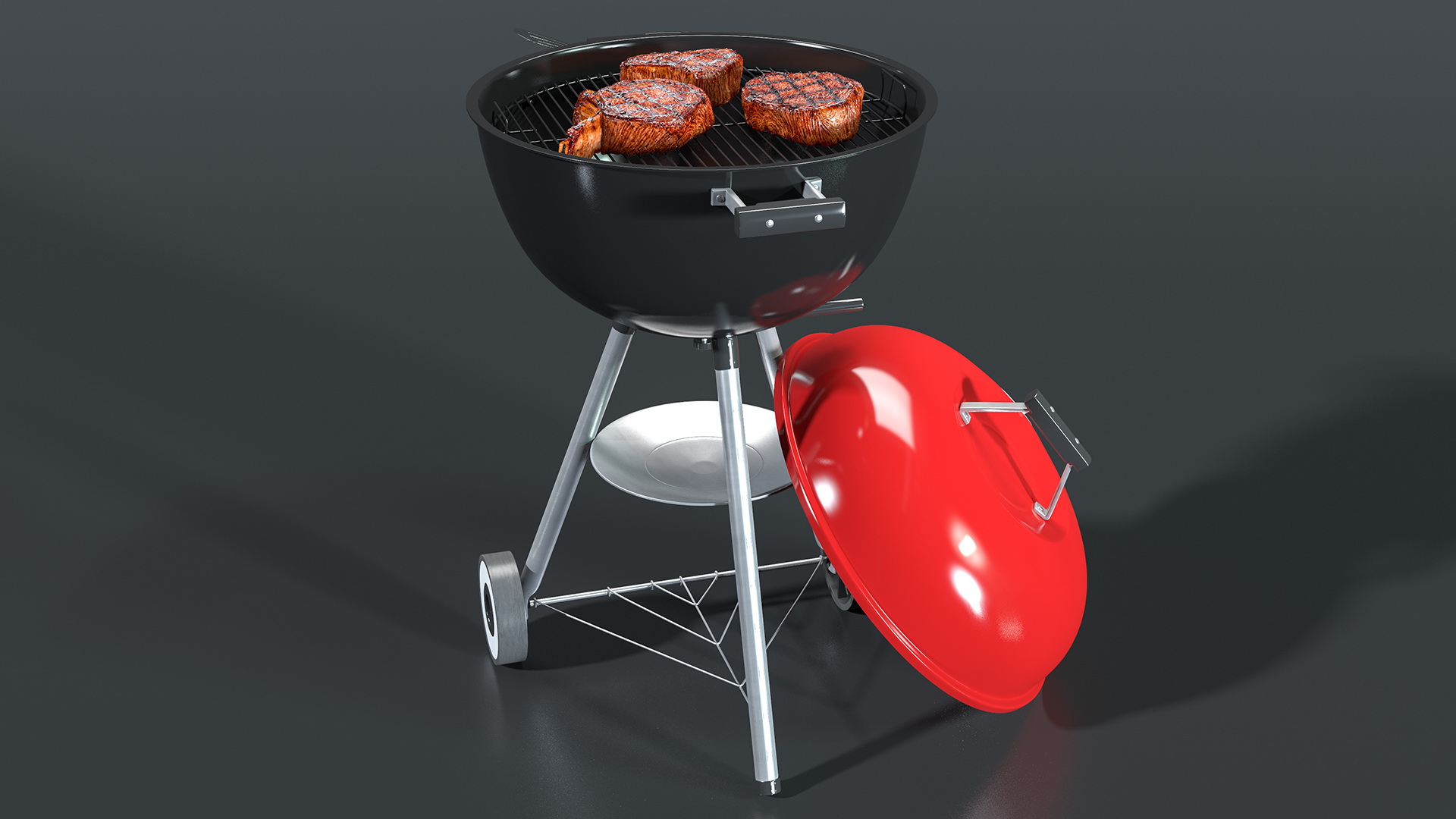 Kettle Grill with Meat 3D