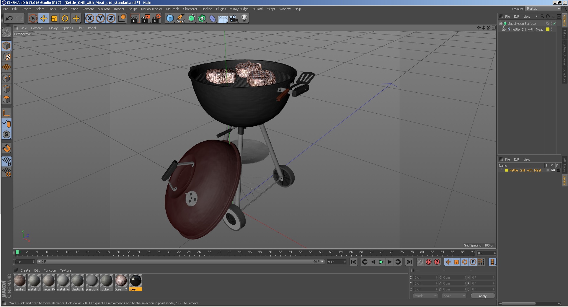 Kettle Grill with Meat 3D