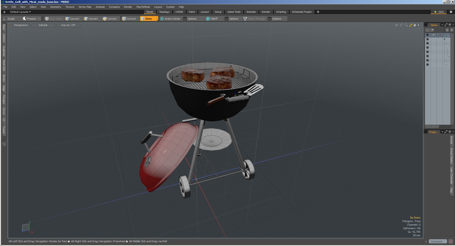 Kettle Grill with Meat 3D