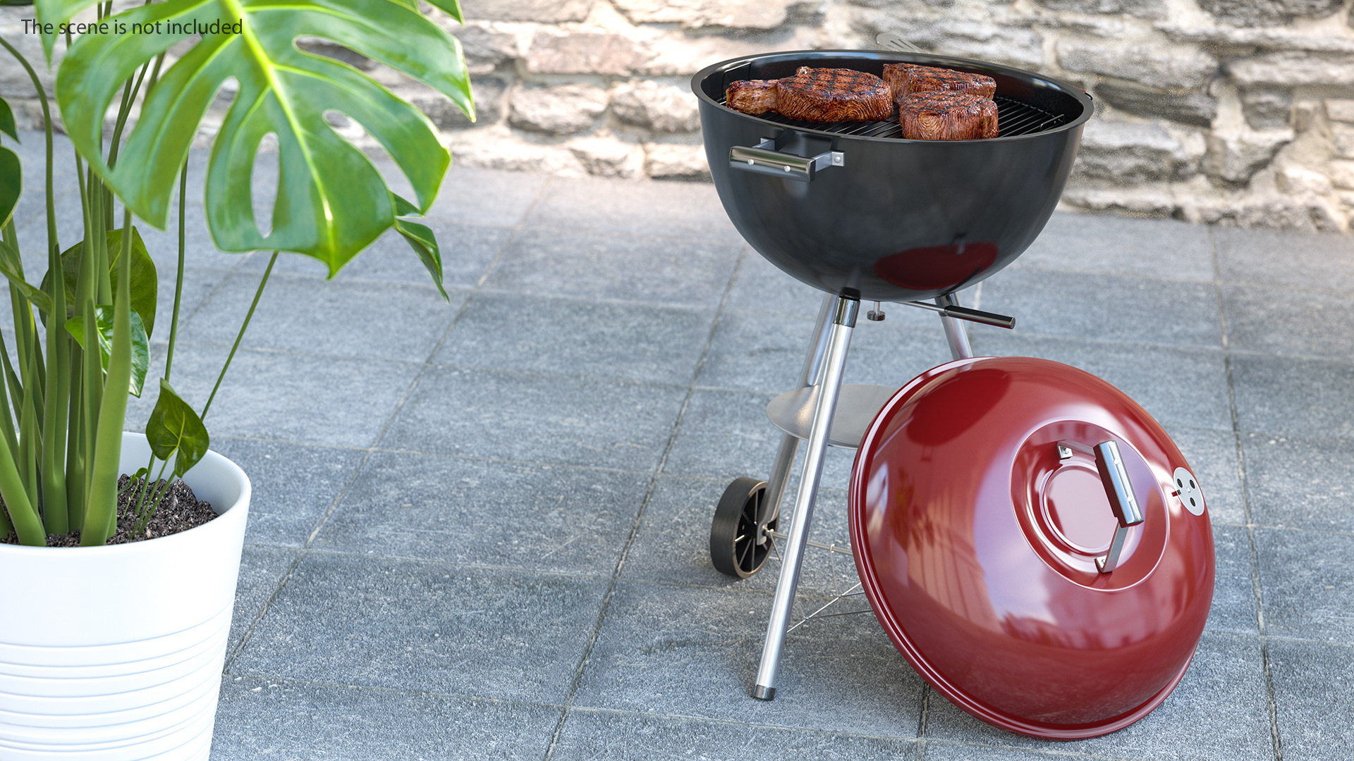 Kettle Grill with Meat 3D