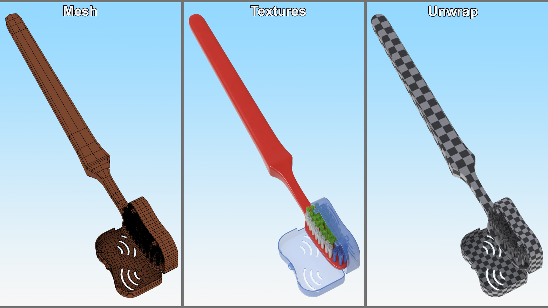 3D model Toothbrush with Case Open