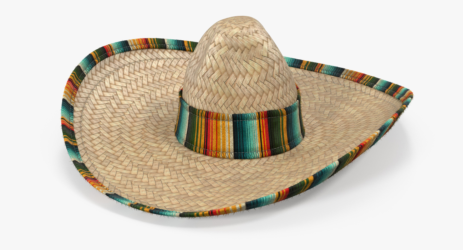 3D Straw Sombrero with Fur model