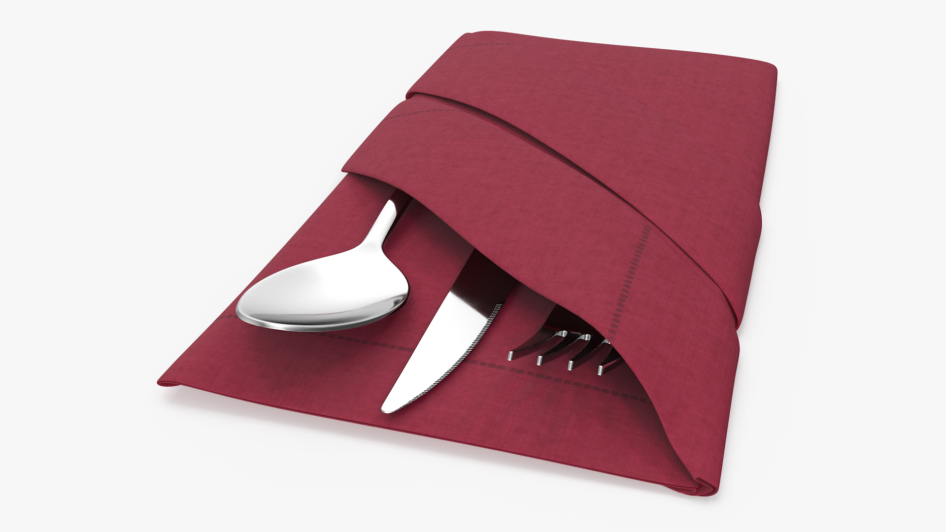 3D Buffet Napkin Fold with Steel Flatware model