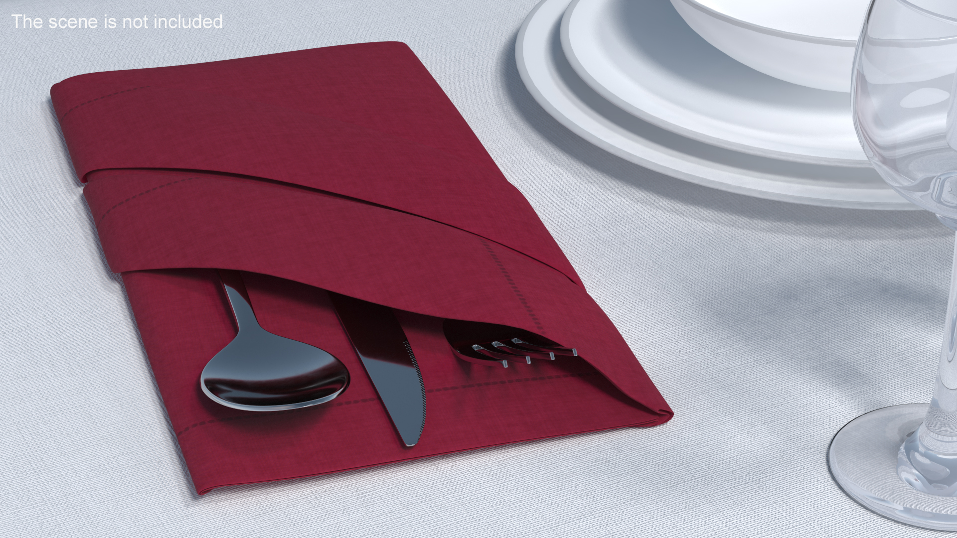 3D Buffet Napkin Fold with Steel Flatware model