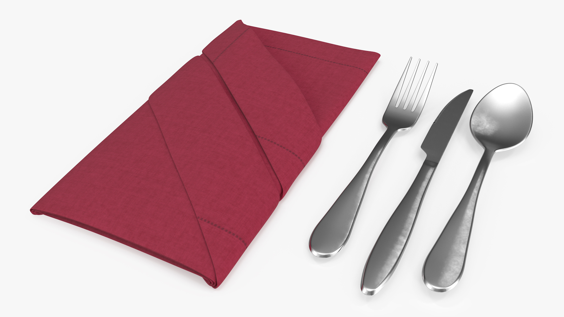 3D Buffet Napkin Fold with Steel Flatware model