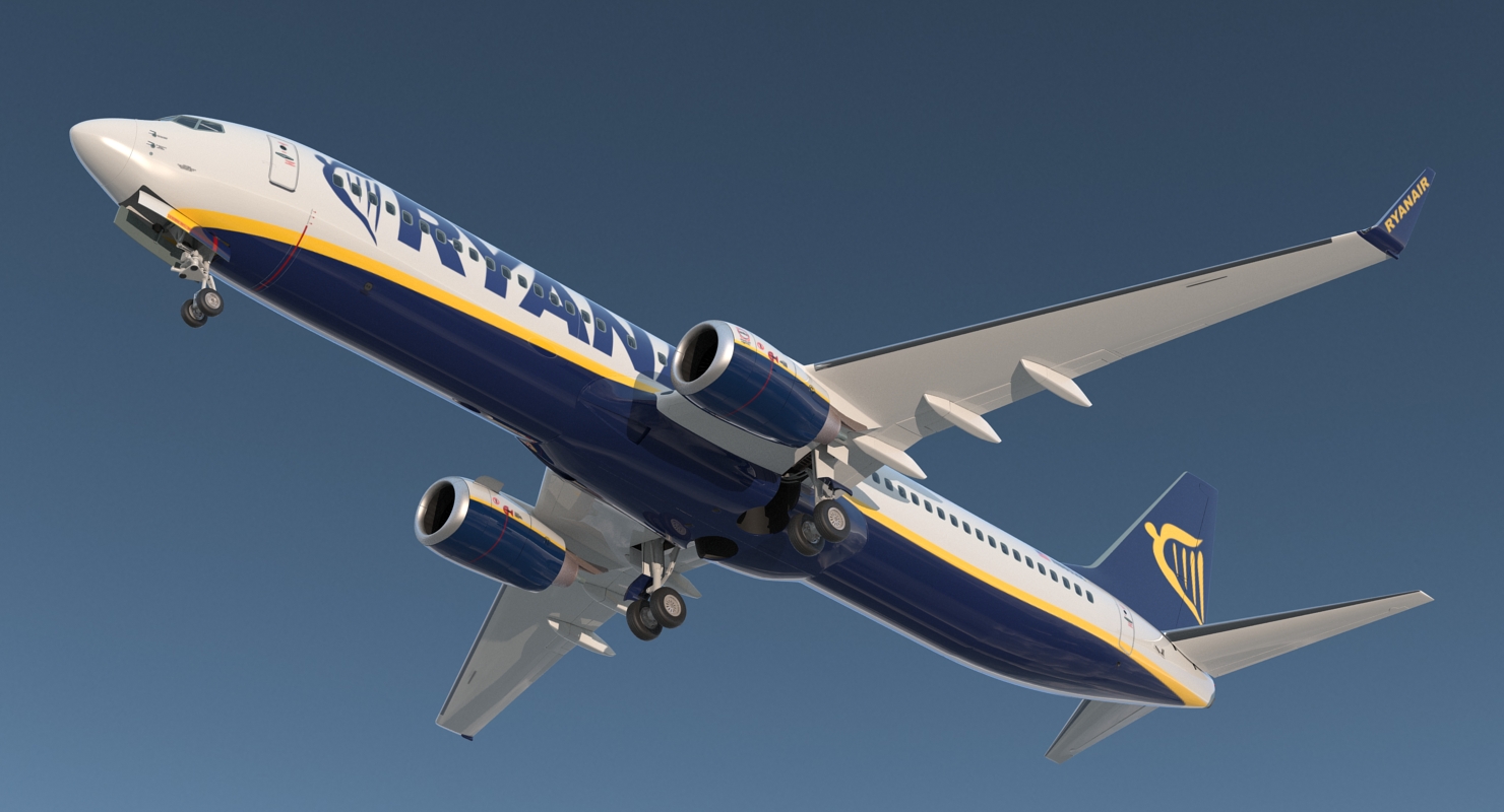 3D Boeing 737 900 ER Ryanair with Cabin Rigged model