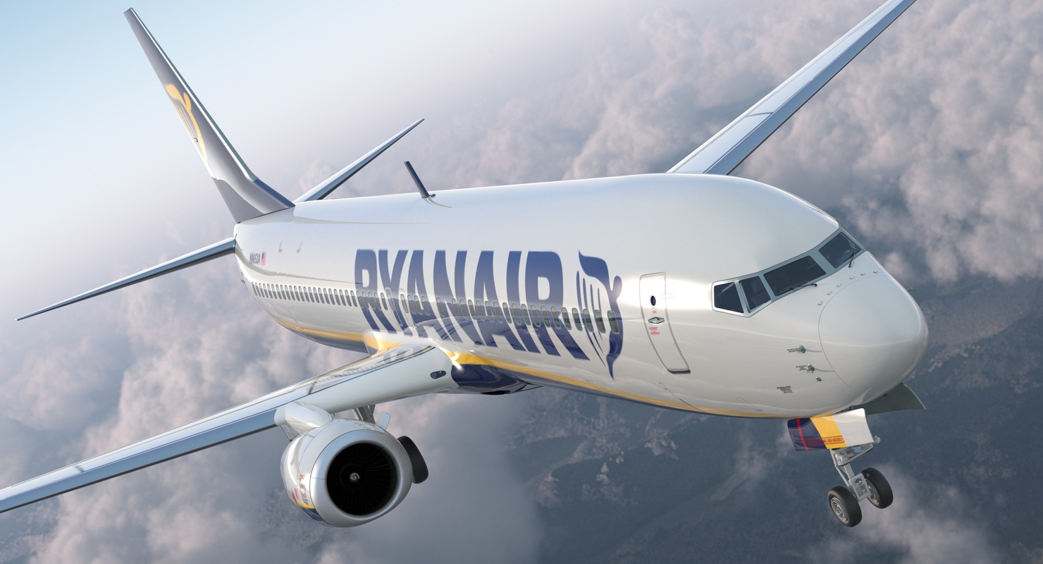 3D Boeing 737 900 ER Ryanair with Cabin Rigged model