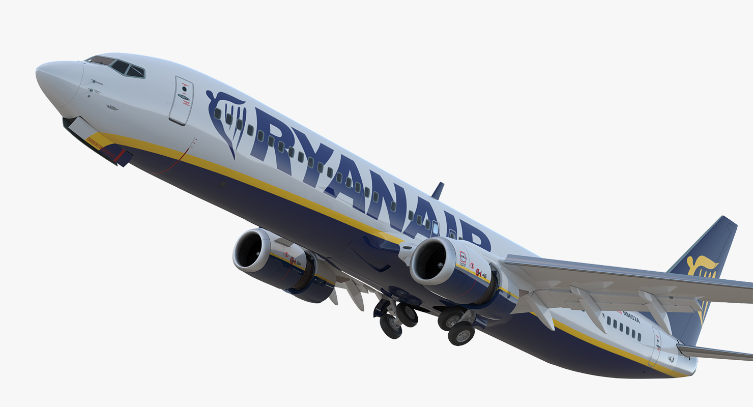 3D Boeing 737 900 ER Ryanair with Cabin Rigged model