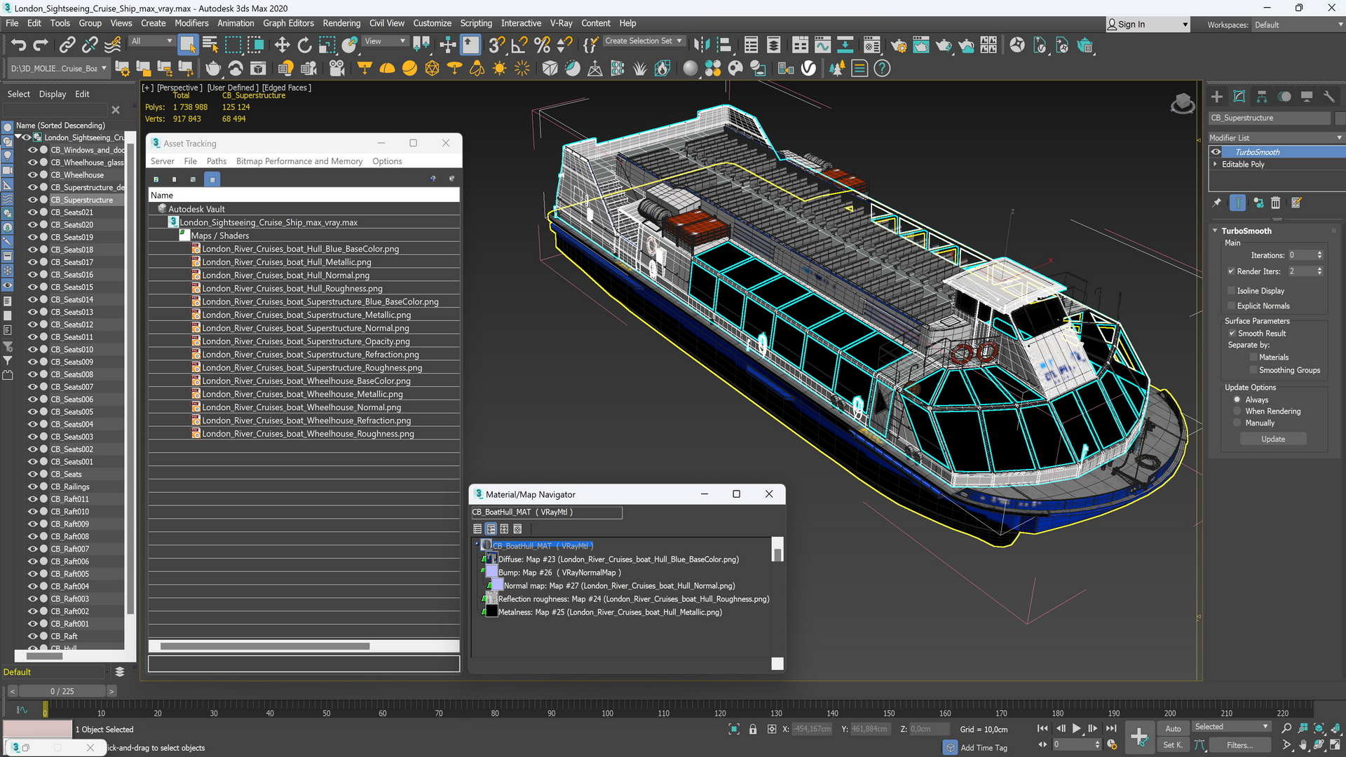 3D model London Sightseeing Cruise Ship