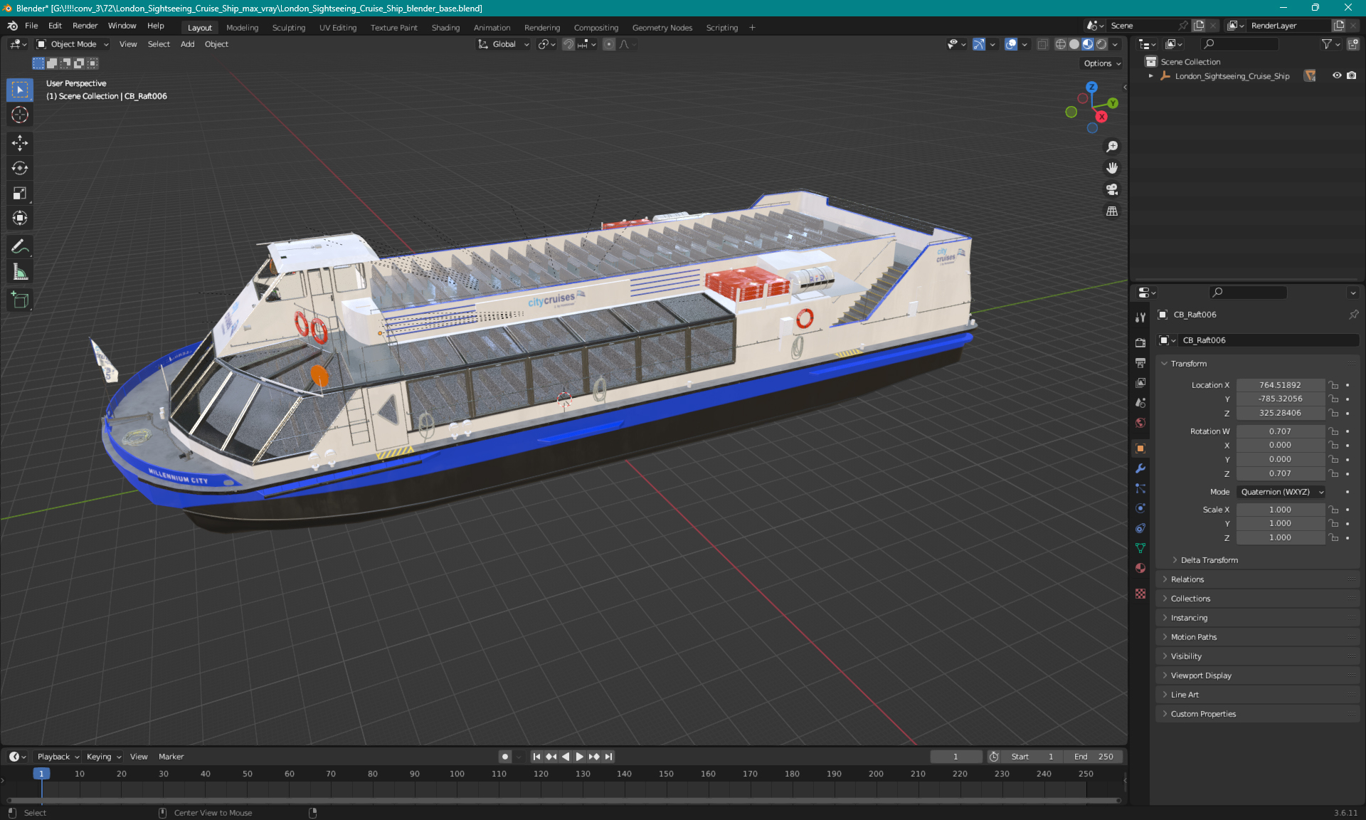 3D model London Sightseeing Cruise Ship