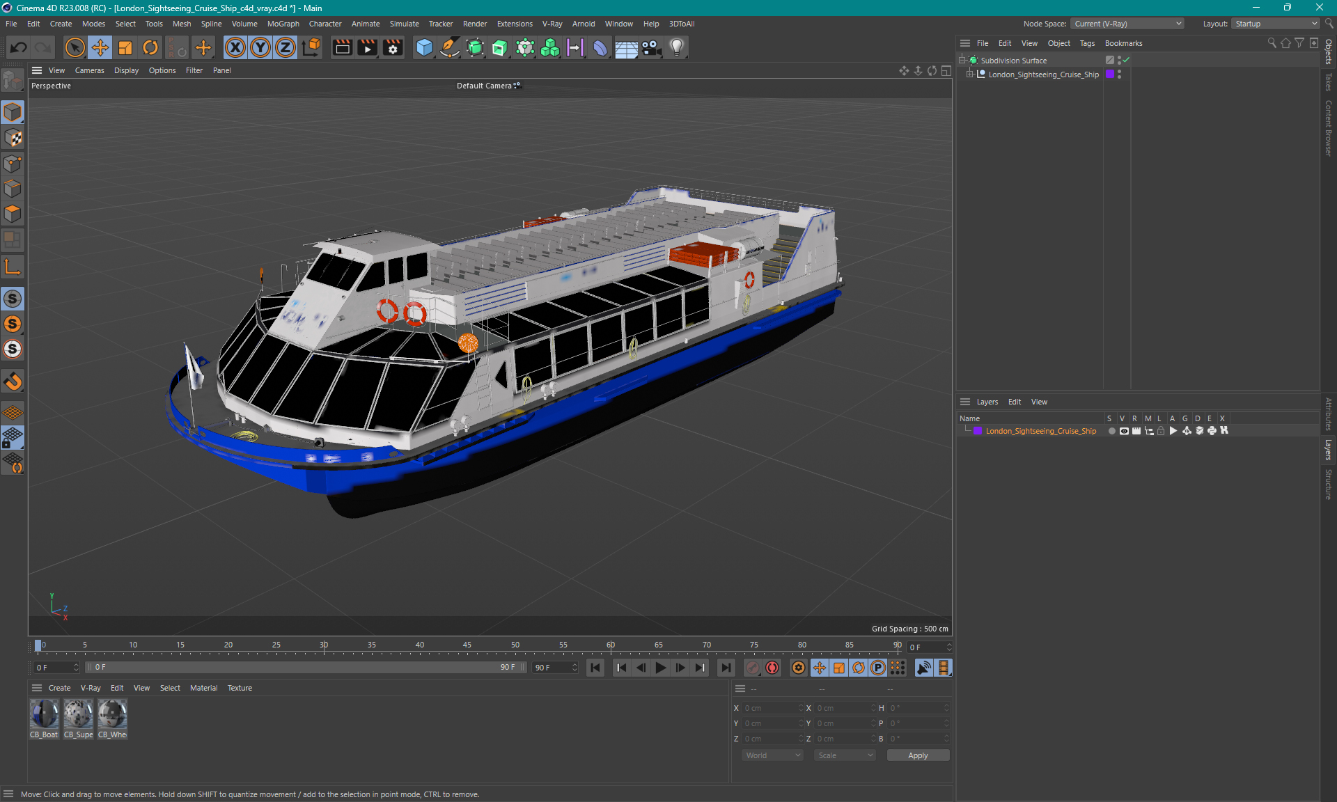 3D model London Sightseeing Cruise Ship