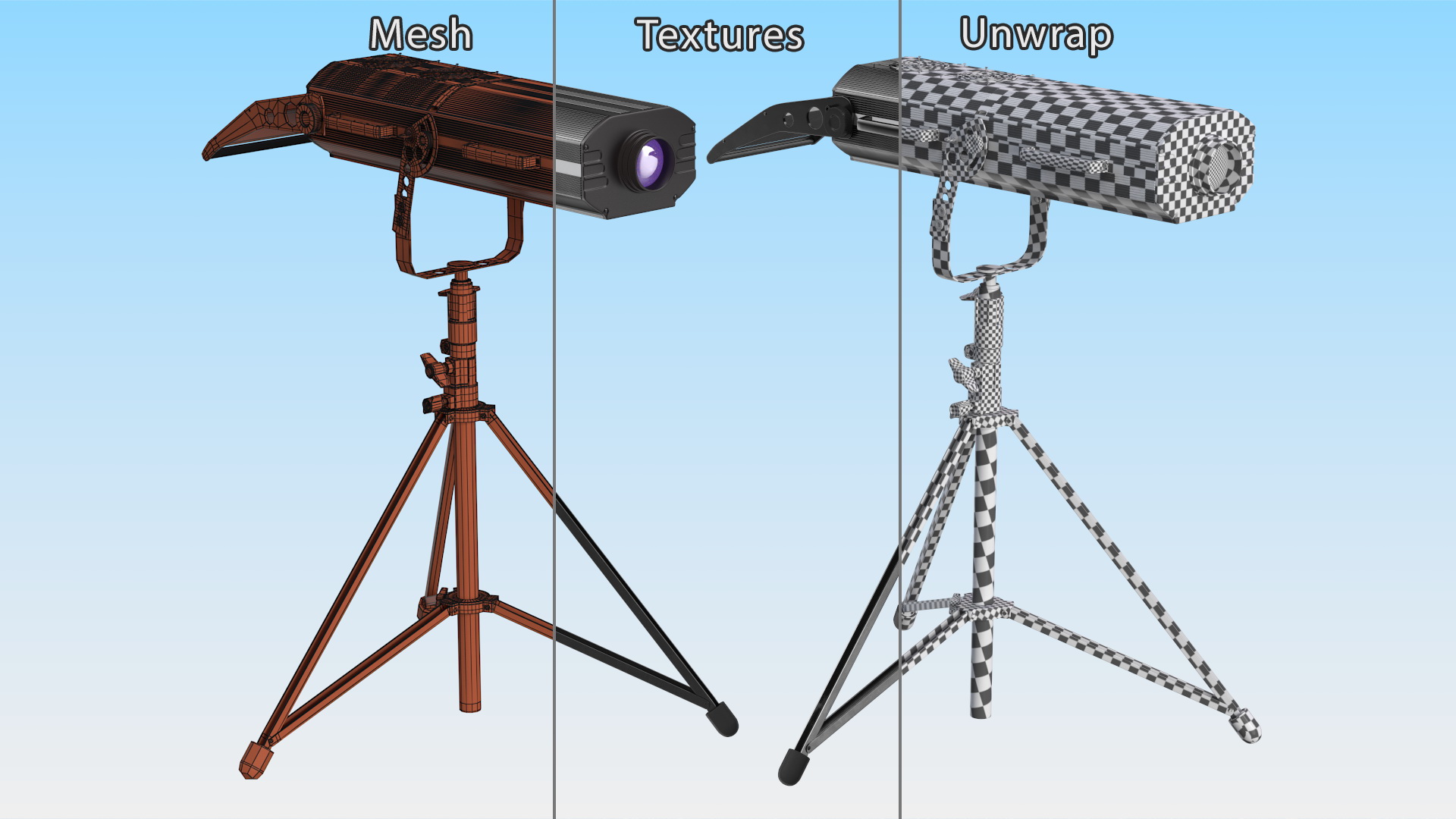 Professional Follow Spot on Tripod 3D model