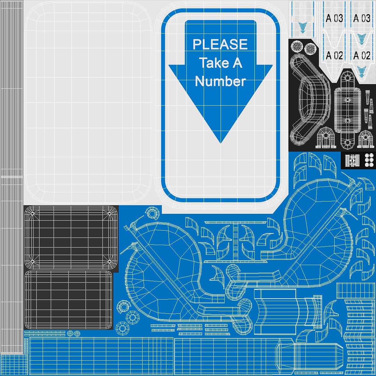 3D Manual Ticket Machine Blue