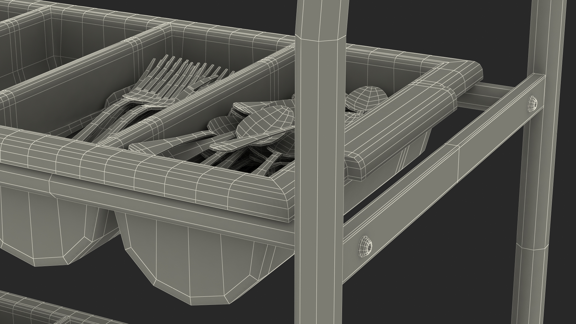 3D model Tray Cutlery Trolley Full