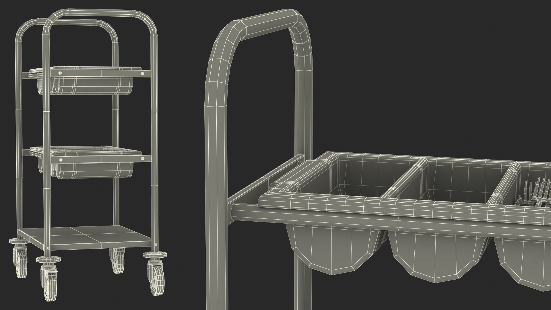 3D model Tray Cutlery Trolley Full