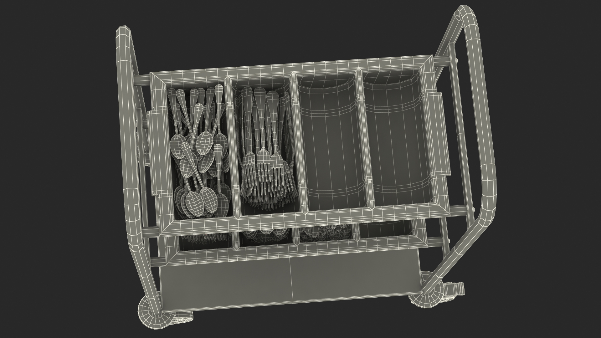 3D model Tray Cutlery Trolley Full