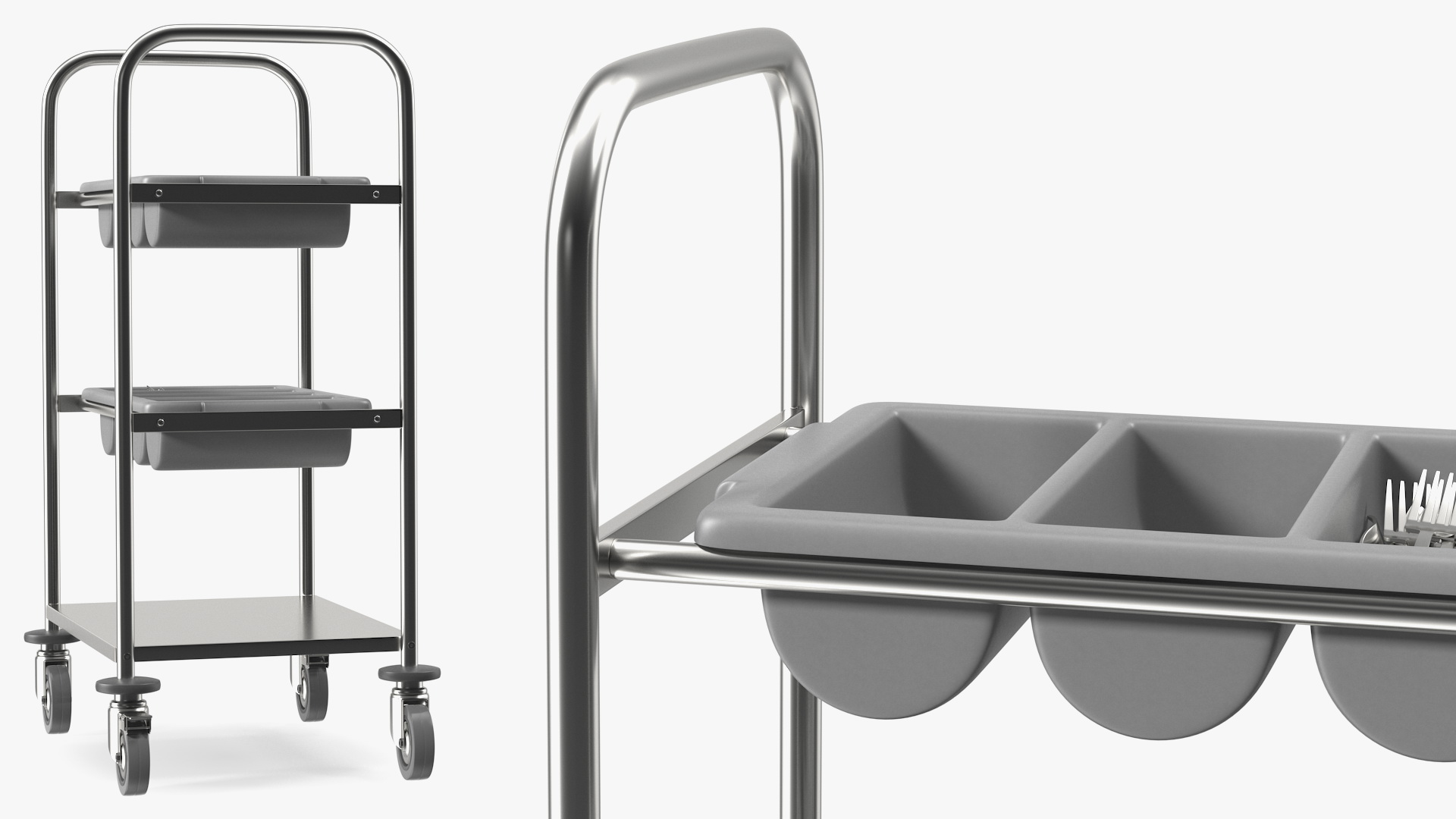 3D model Tray Cutlery Trolley Full