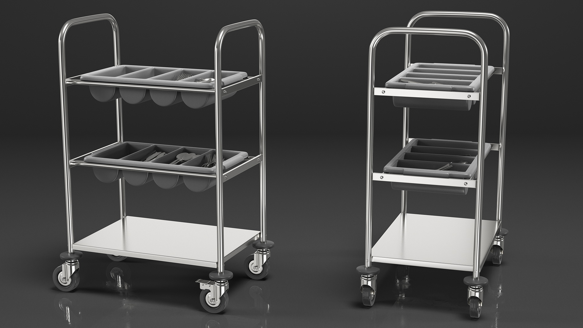 3D model Tray Cutlery Trolley Full