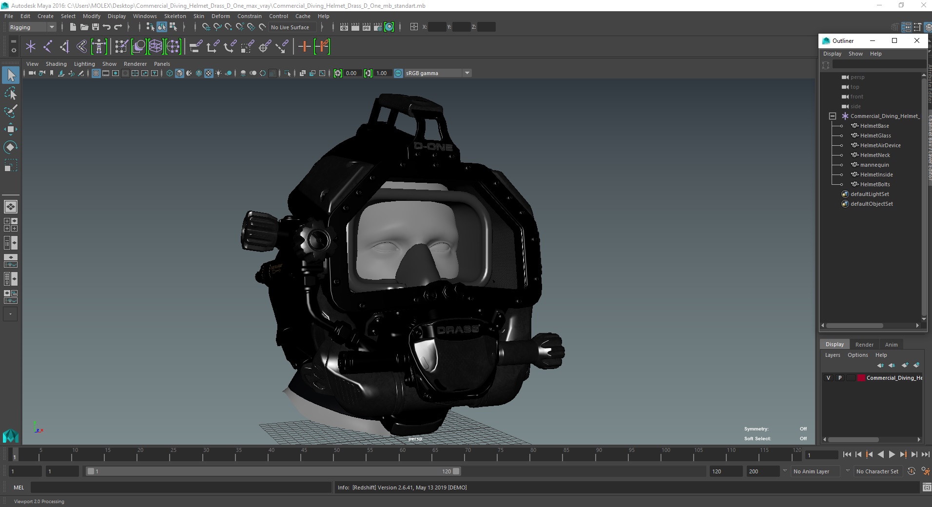 3D Commercial Diving Helmet Drass D One