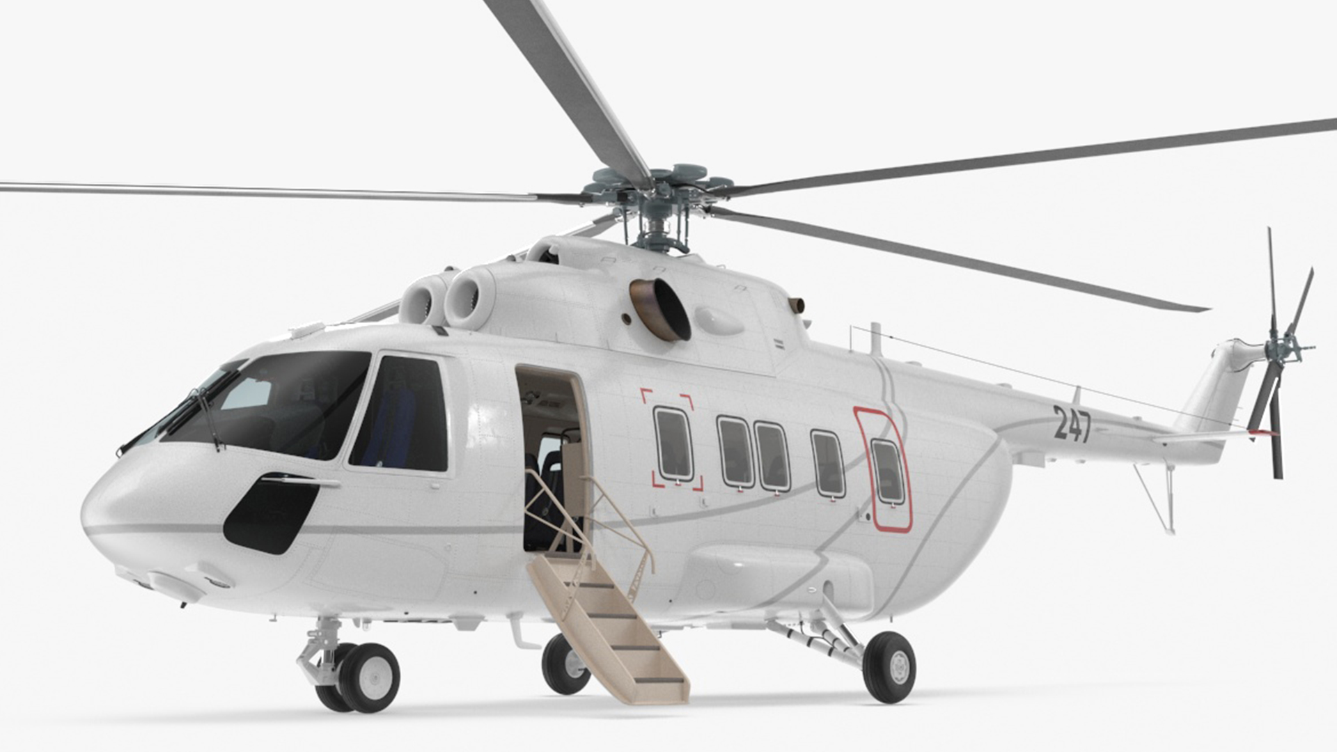 Helicopter MI-171 A3 White Rigged for Cinema 4D 3D