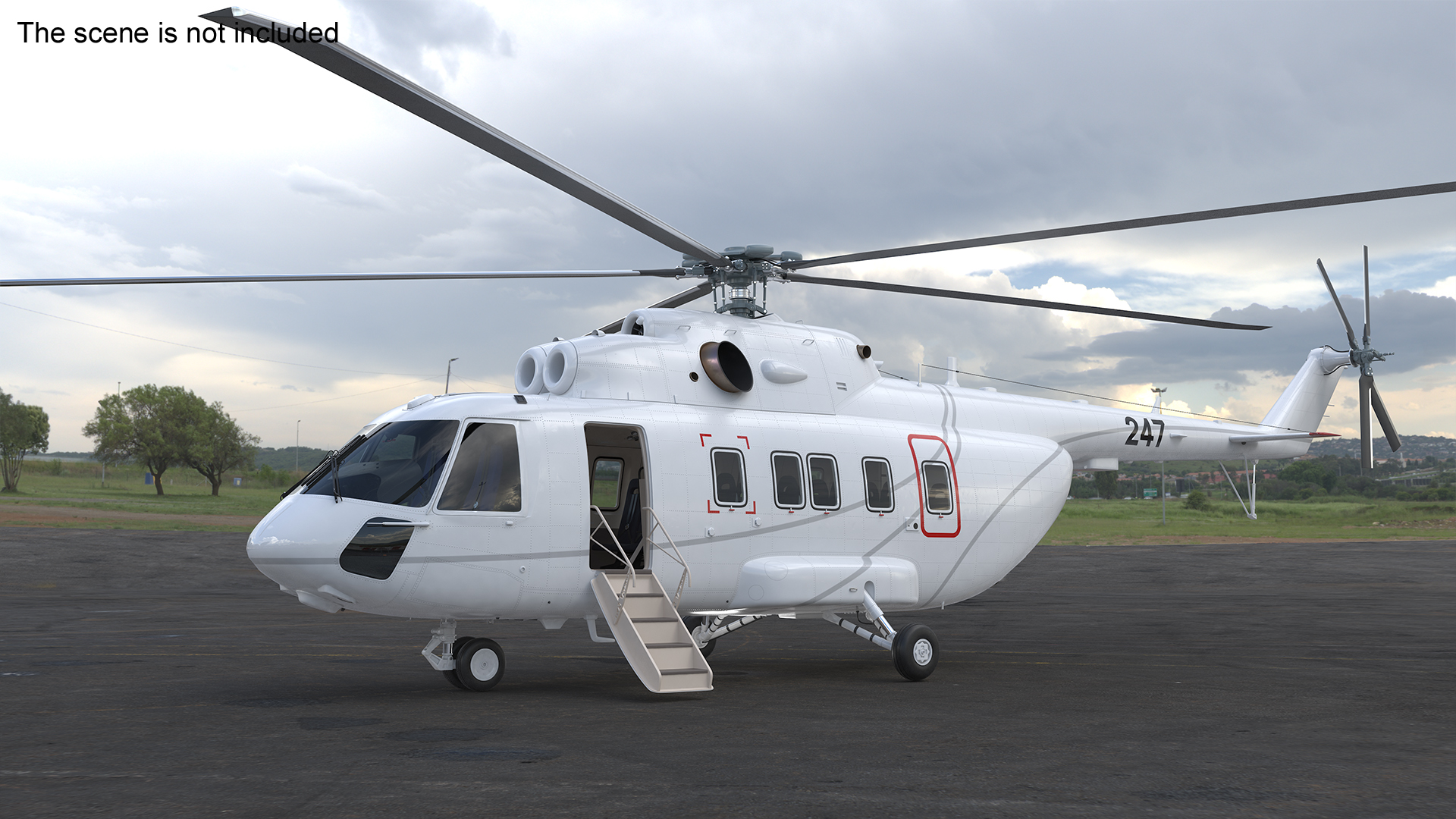 Helicopter MI-171 A3 White Rigged for Cinema 4D 3D