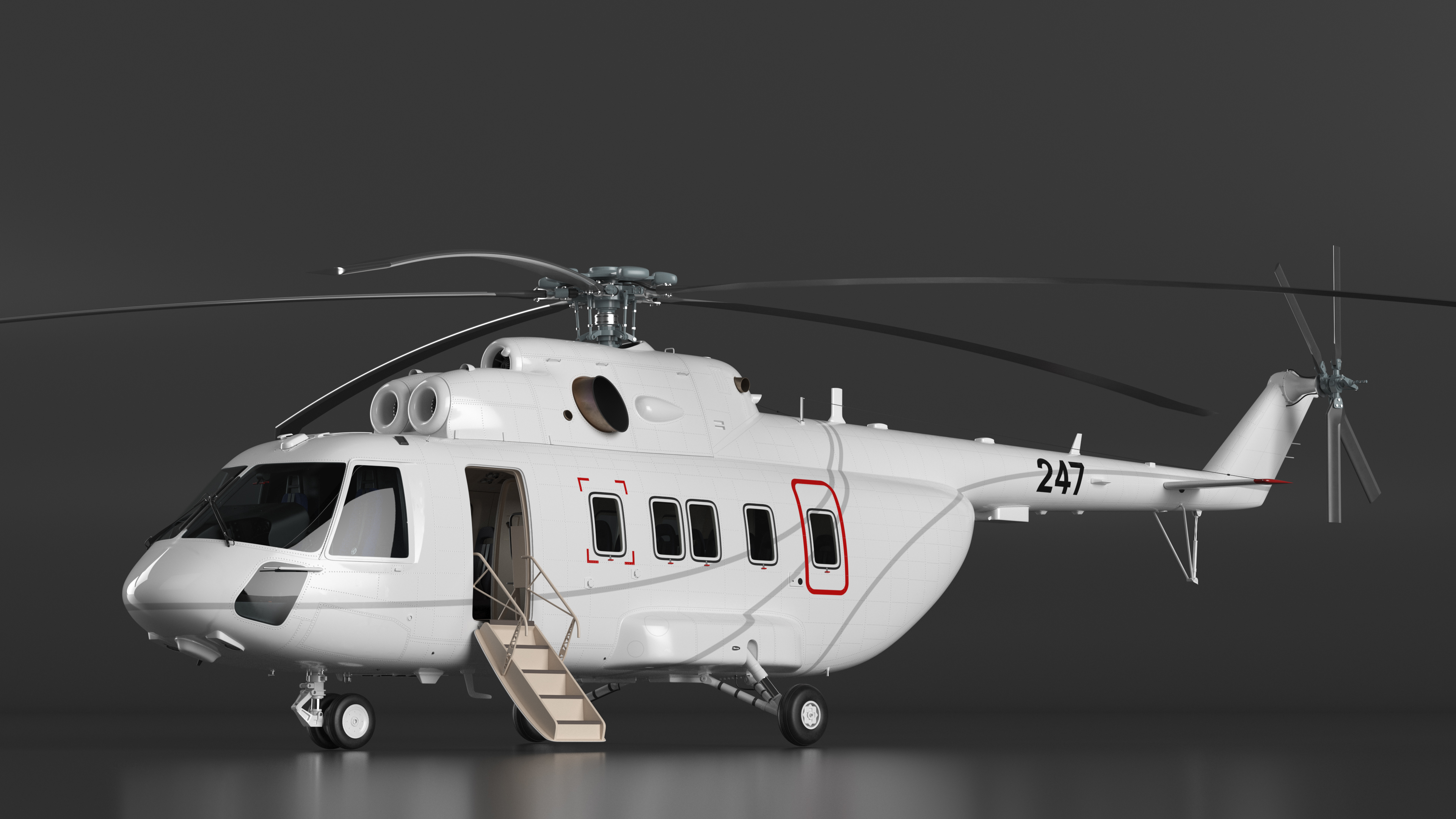 Helicopter MI-171 A3 White Rigged for Cinema 4D 3D