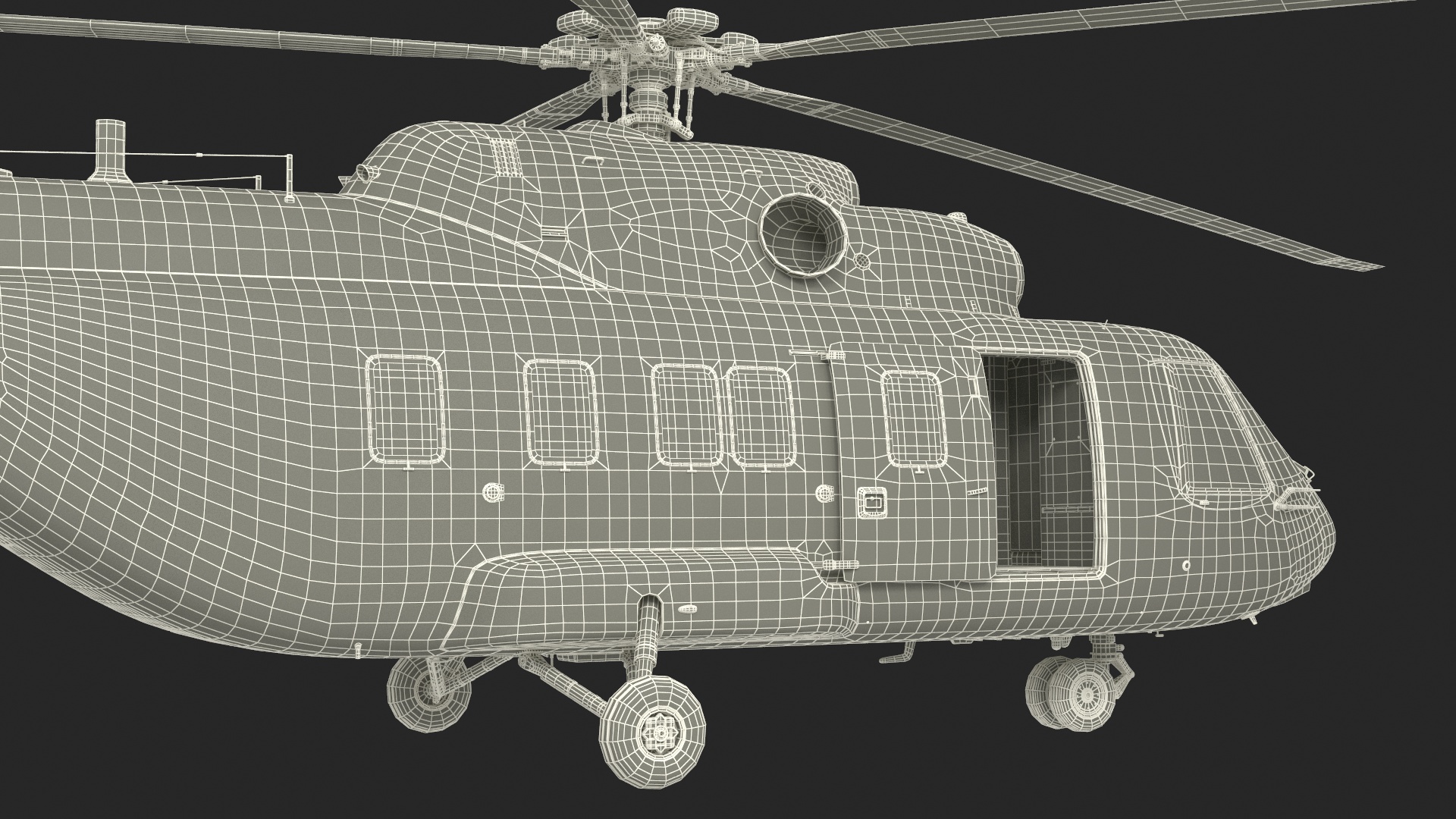 Helicopter MI-171 A3 White Rigged for Cinema 4D 3D