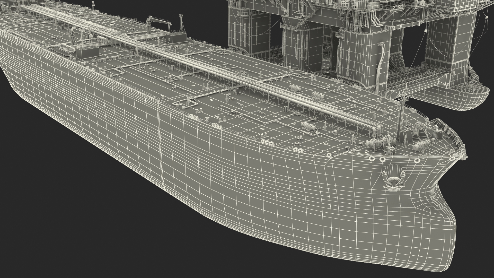 3D TI Europe Supertanker with Offshore Oil Rig model