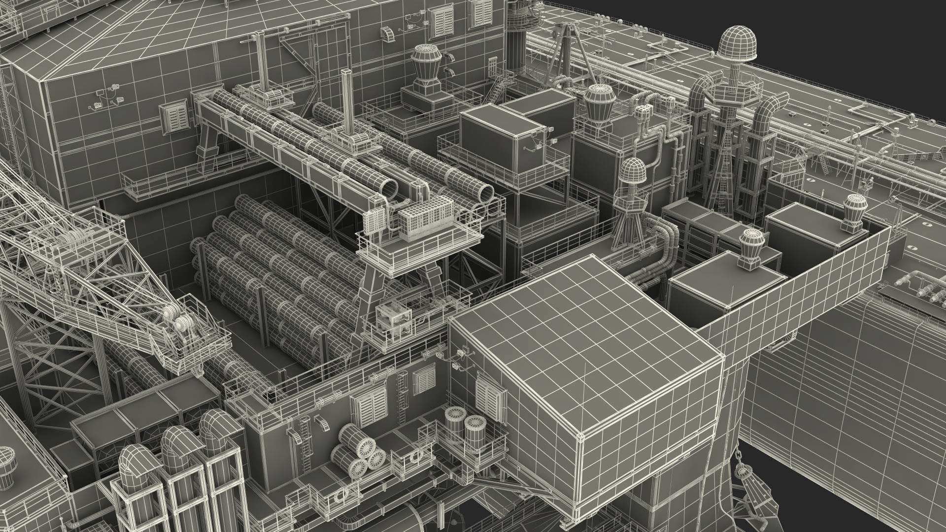 3D TI Europe Supertanker with Offshore Oil Rig model