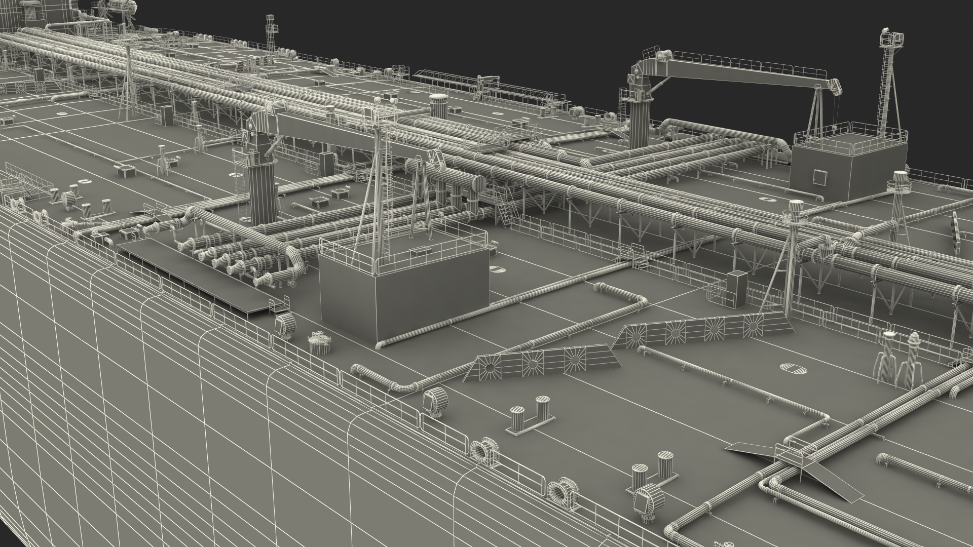 3D TI Europe Supertanker with Offshore Oil Rig model