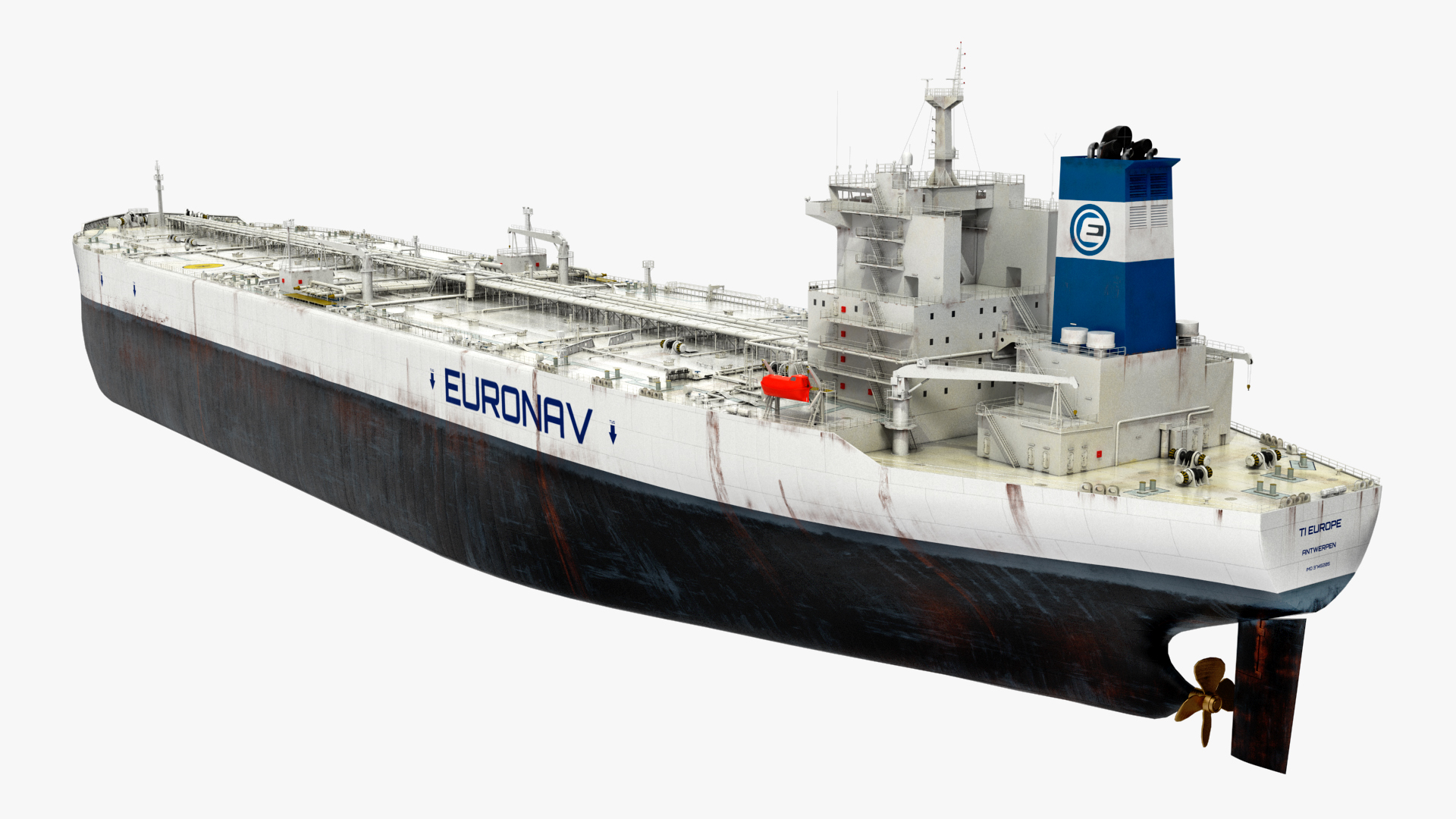 3D TI Europe Supertanker with Offshore Oil Rig model