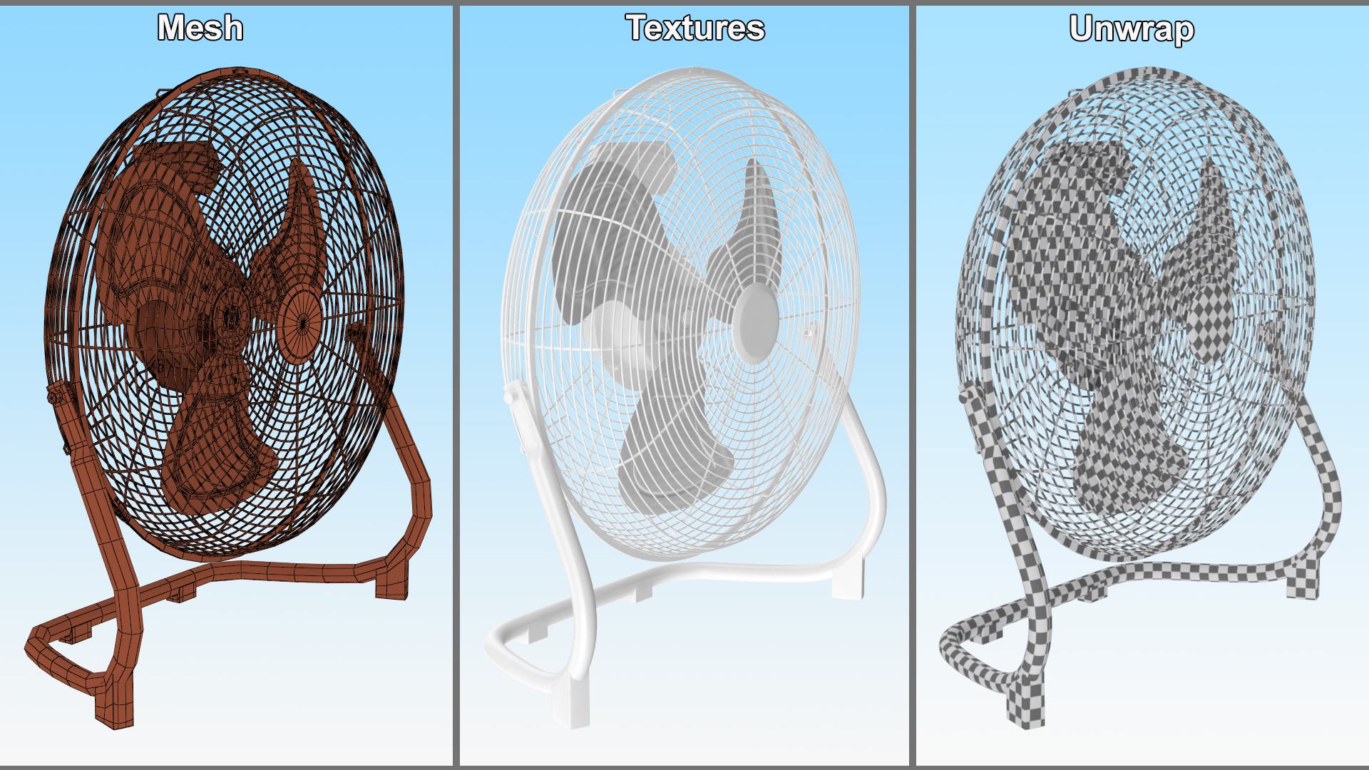 3D Compact Floor Fan White model