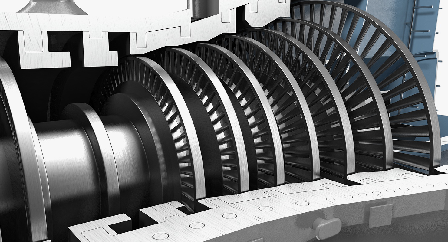 3D model Cross Section of Steam Turbine