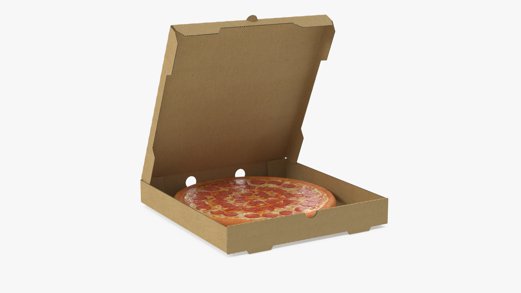 Pepperoni Pizza in Cardboard Box 3D