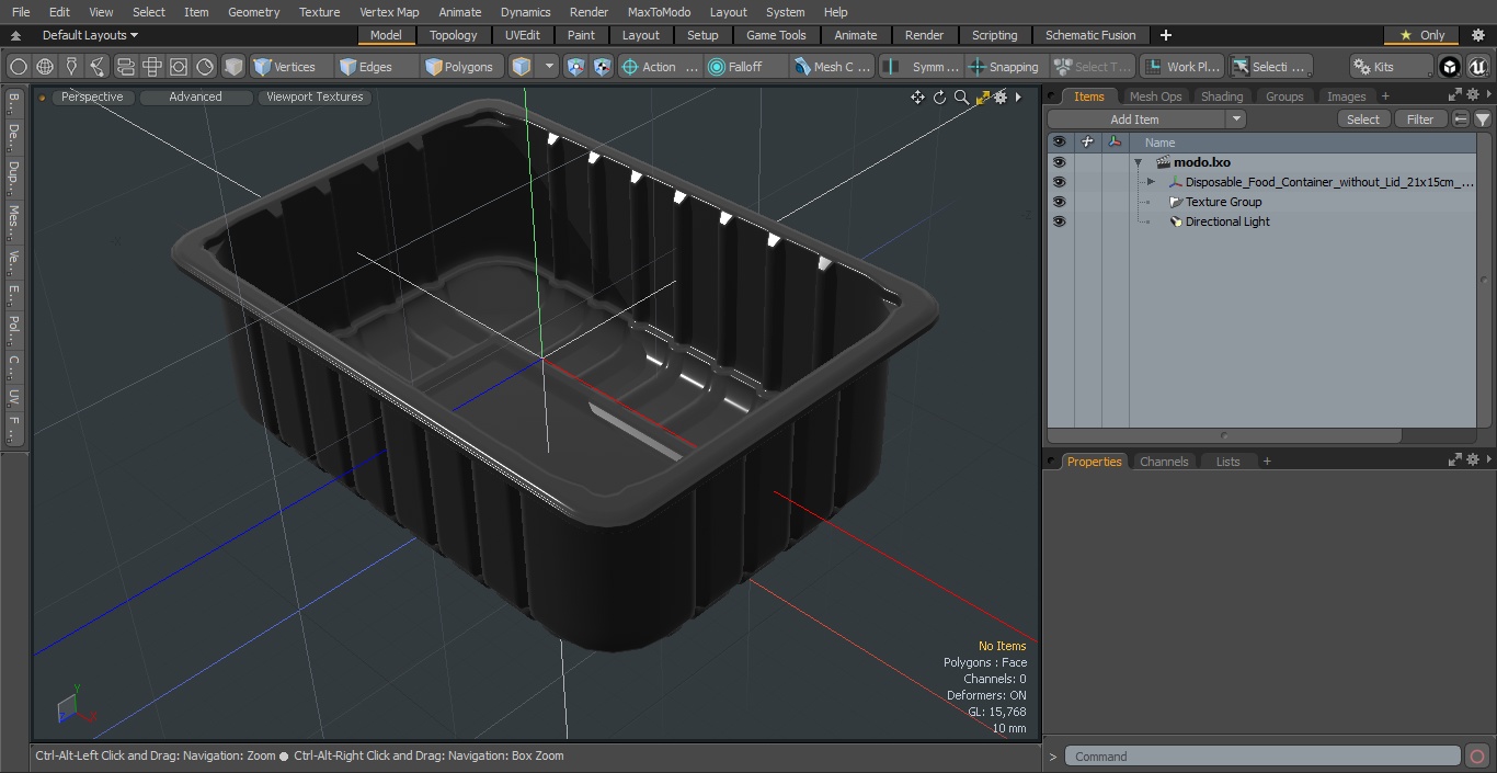 3D model Disposable Food Container without Lid 21x15cm